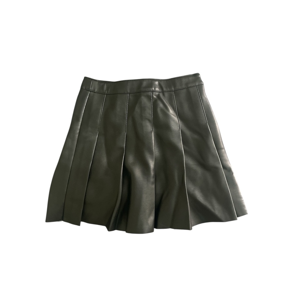 Girls Fauz Leather Pleated Skirt